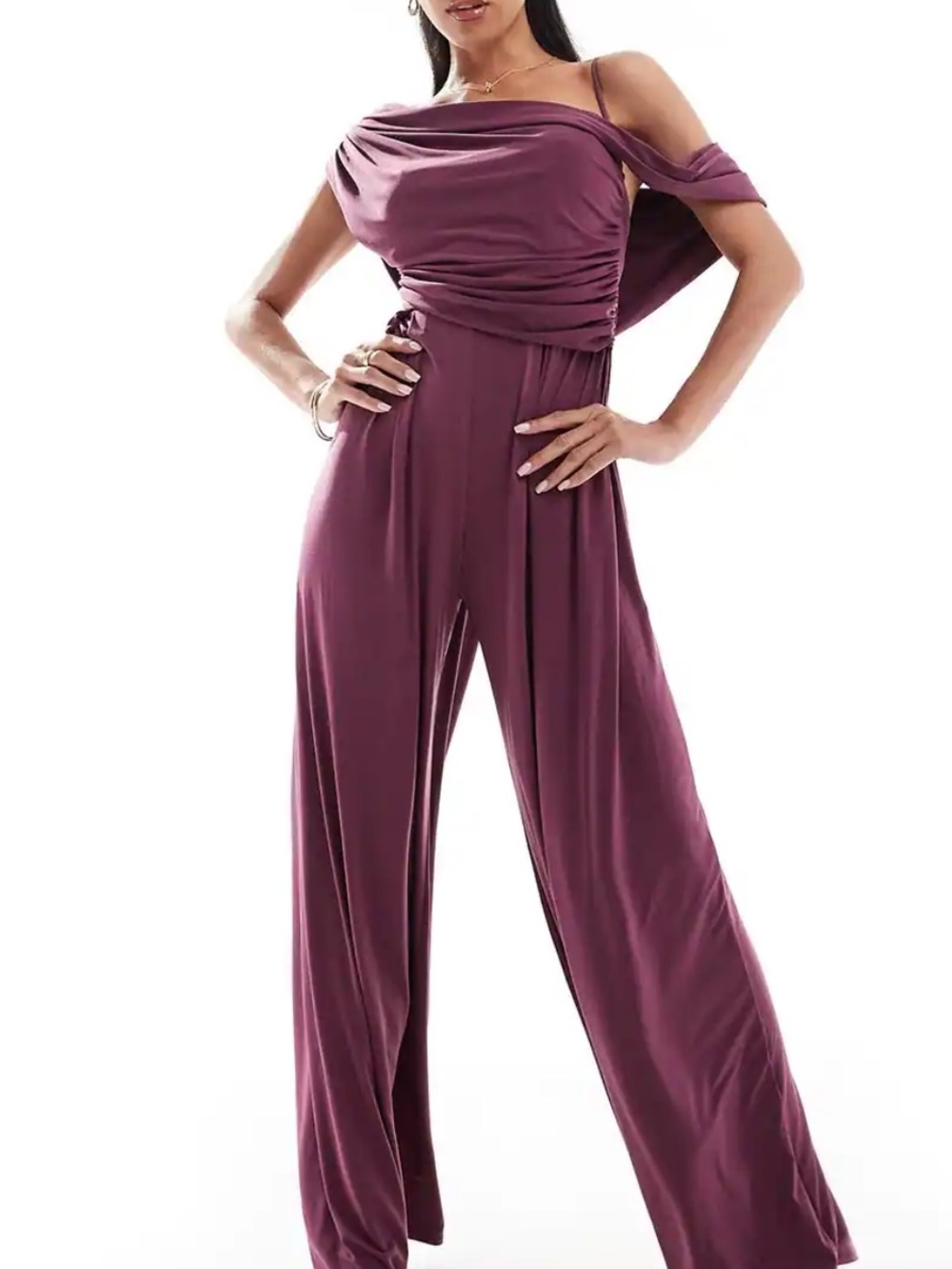 NWOT ASOS Design Fallen Shoulder Wide Leg Jumpsuit